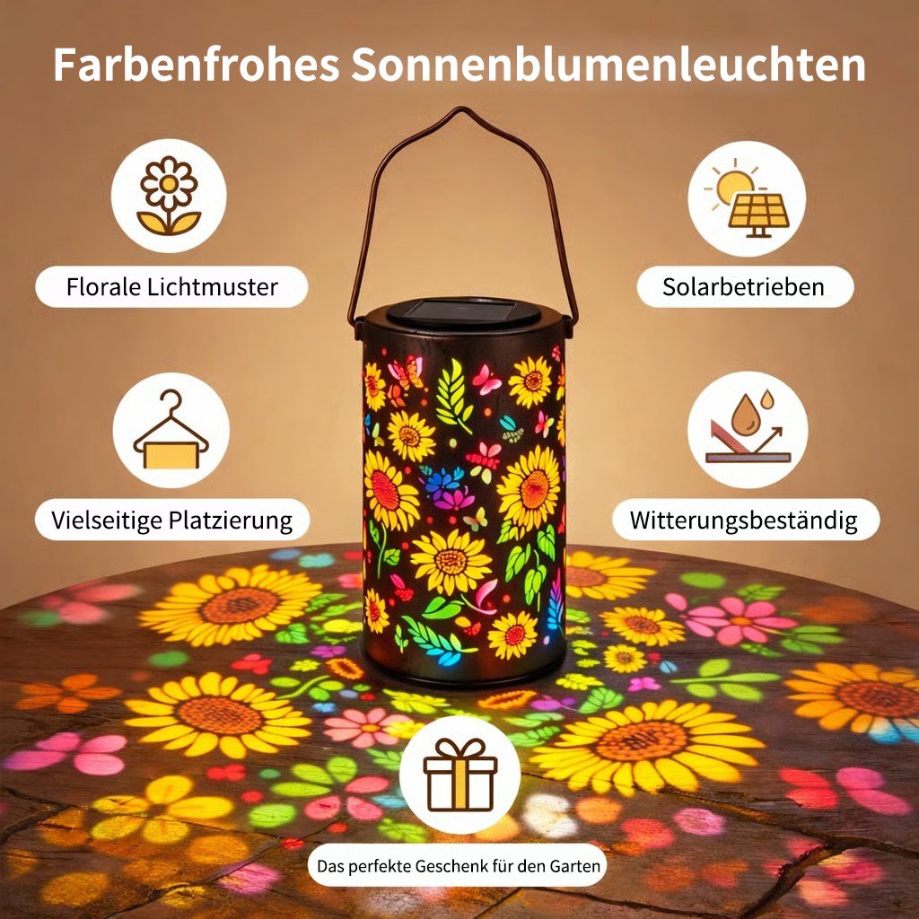 Lampada da giardino colorata alimentata a energia solare con effetto luce a girasole