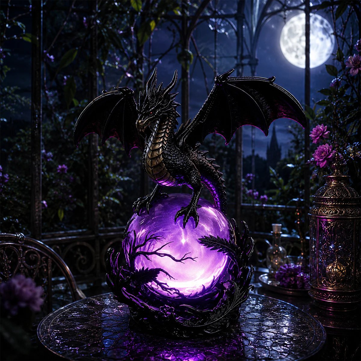 🔮Lampada a LED a forma di sfera di cristallo con drago gotico per un arredamento in stile dark