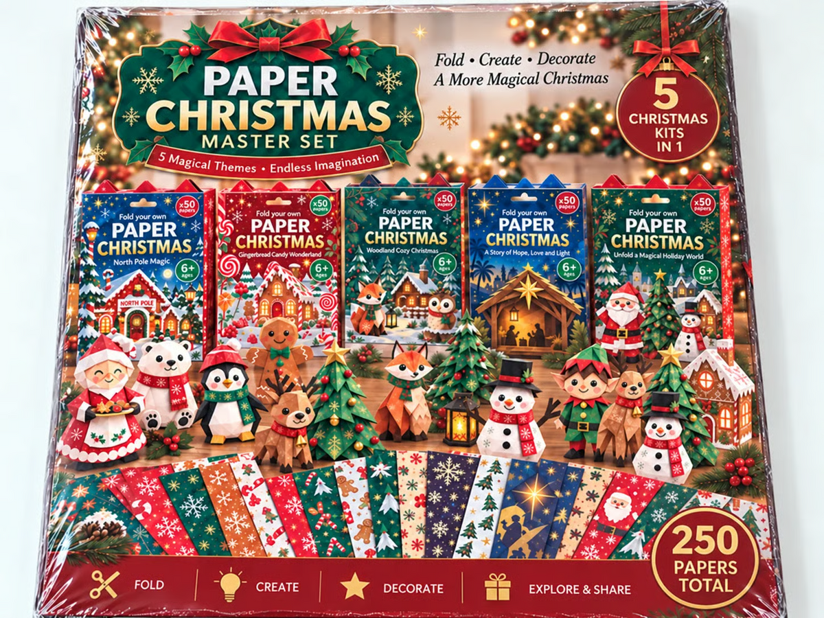 🎄Kit fai da te per decorazioni natalizie in carta – 250 fogli, 5 temi festivi
