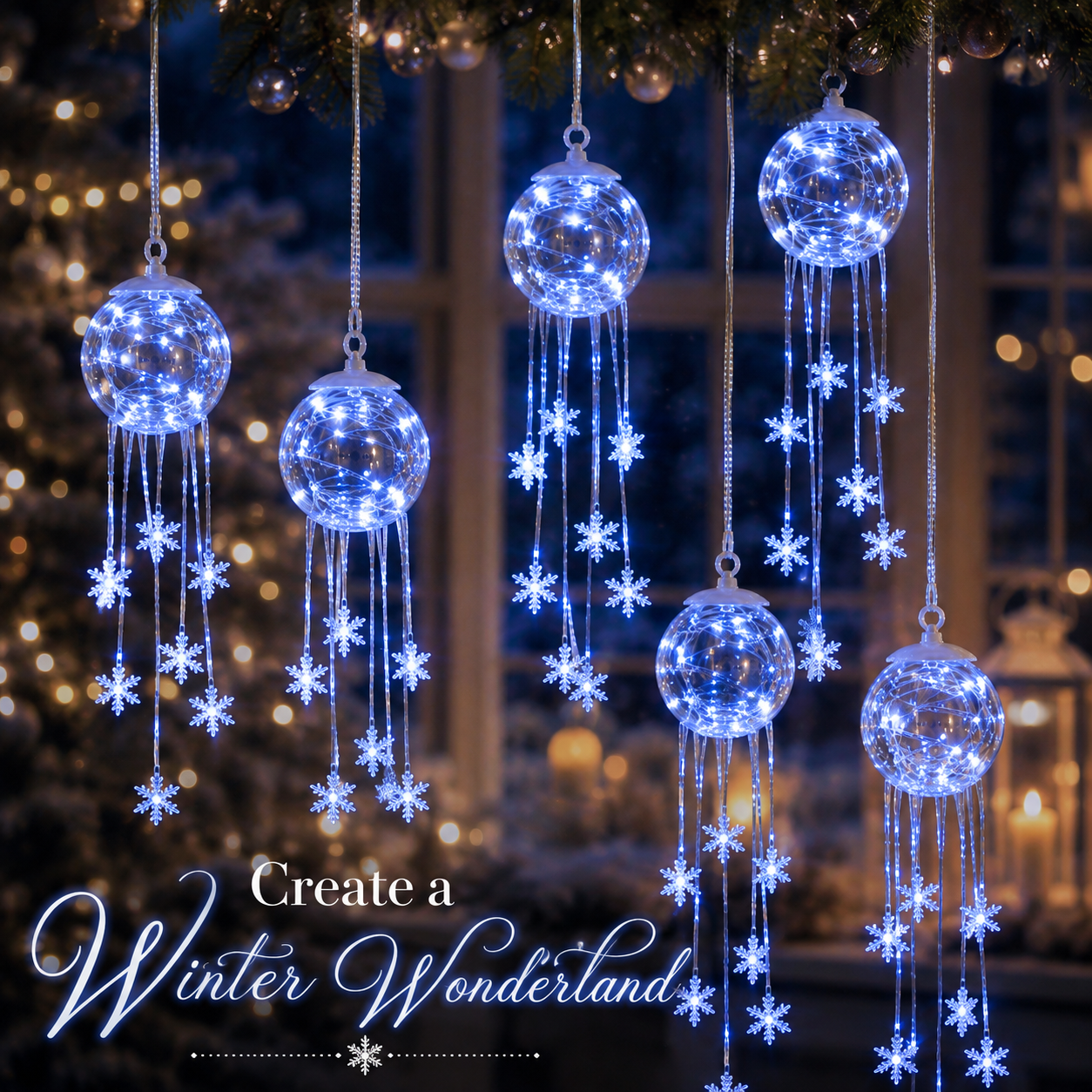 Winter Magic Snowflake Cascade – Decorazione natalizia sospesa a LED❄️