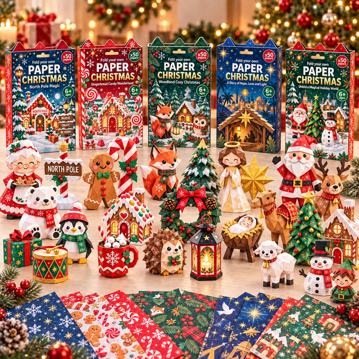 🎄Kit fai da te per decorazioni natalizie in carta – 250 fogli, 5 temi festivi