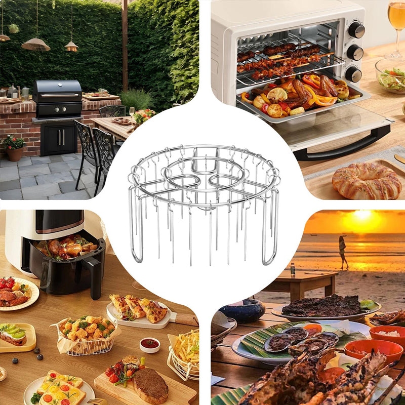 🔥 Griglia per spiedini per friggitrice ad aria – Supporto verticale in acciaio inossidabile per kebab, adatto a friggitrici ad aria, forni e snack da barbecue fatti in casa