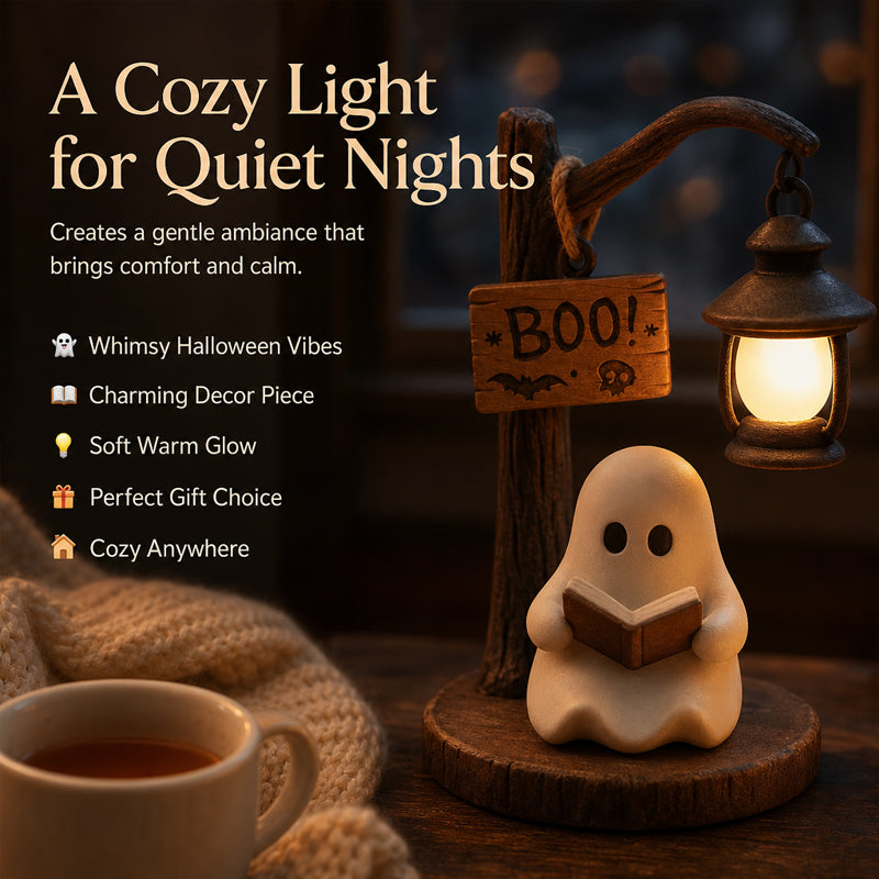 Lampada da lettura a forma di fantasma per Halloween | Figurina decorativa da tavolo, inquietante e accogliente, con lanterna e luce notturn
