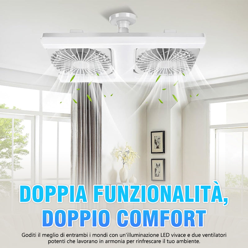 Plafoniera LED Silenziosa con Doppio Ventilatore Integrato