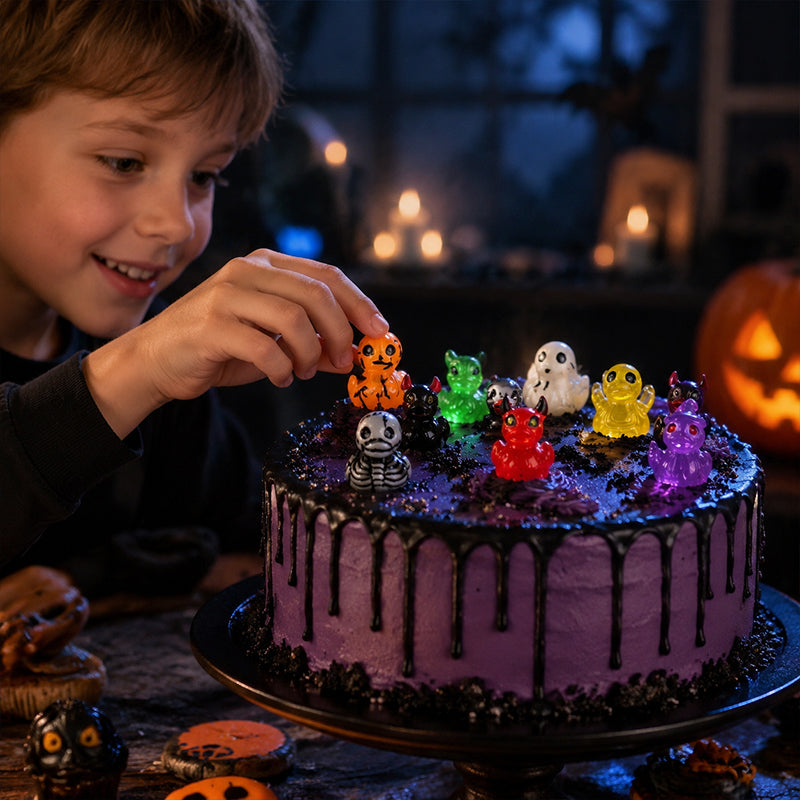 🎃🐤 Mini paperelle in resina per Halloween — 12 modelli spettrali, decorazioni minuscole da 1 pollice