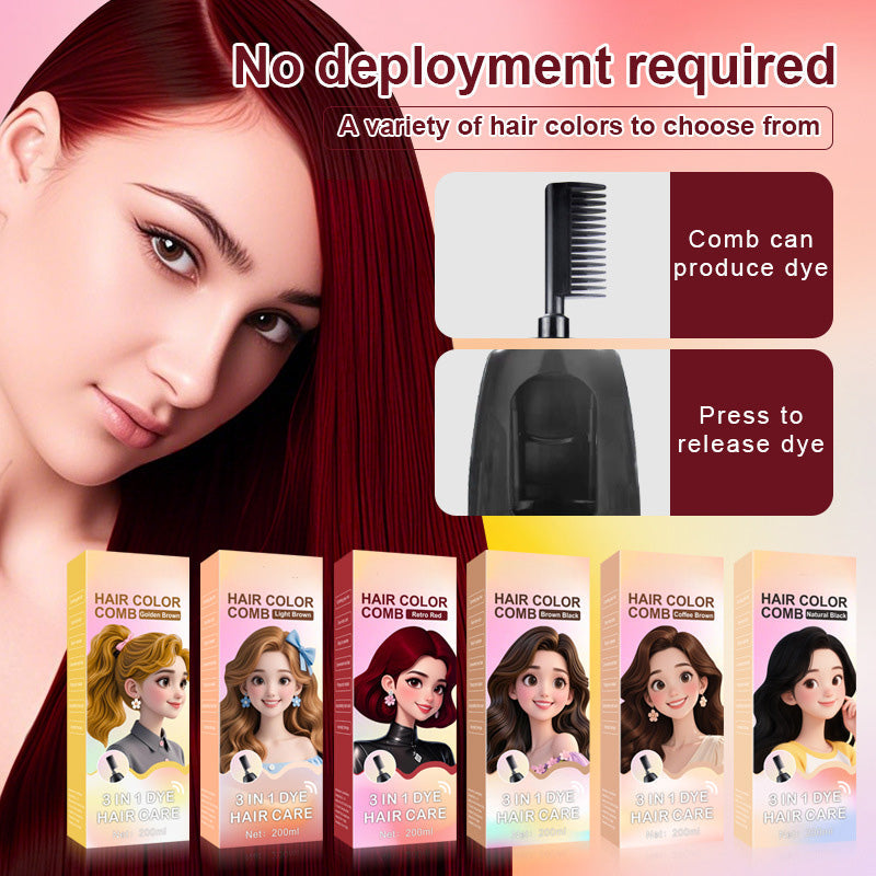 Pettine 3-in-1 per la colorazione dei capelli | Colorazione facile a casa con spazzola integrat