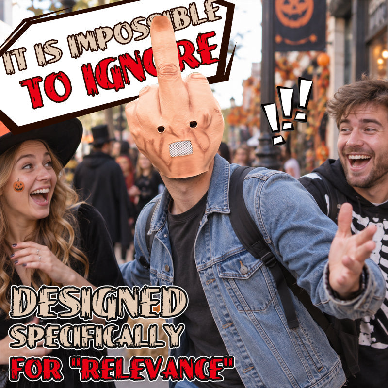 🖕 La maschera con il dito medio gigante che ruba la scena alla fest