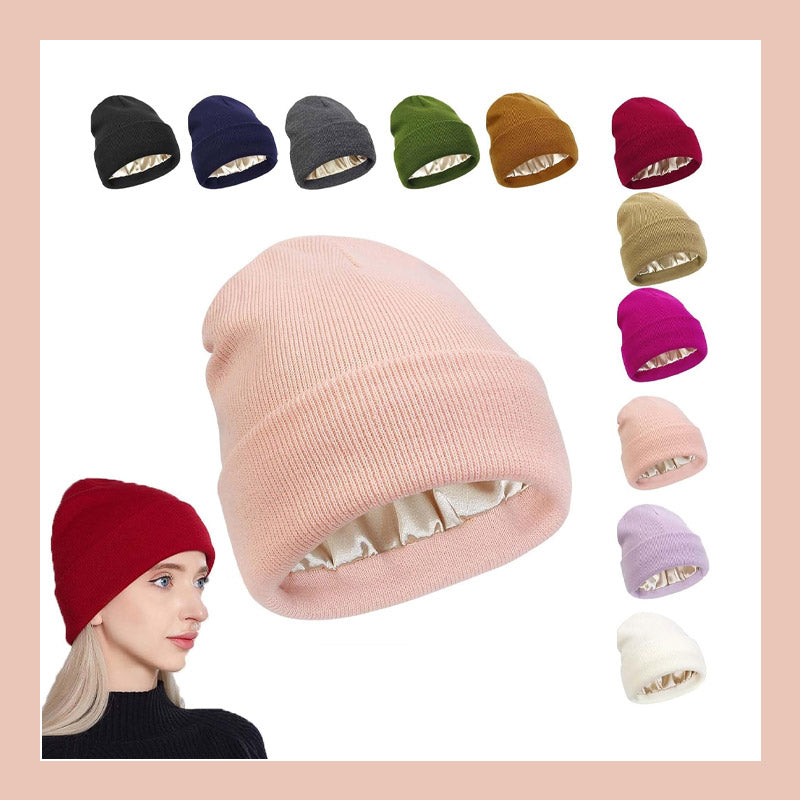 Cappello in maglia con fodera in seta per l'inverno