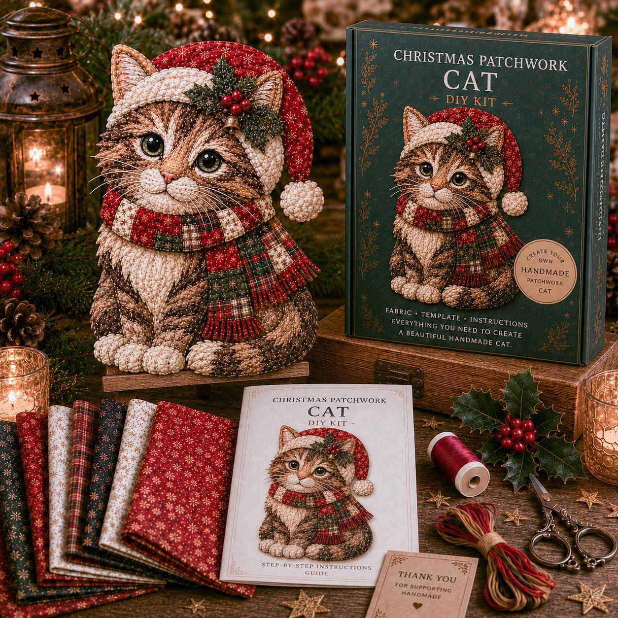 🔥ULTIMO GIORNO DI SCONTO DEL 49% - 🎅Set di decorazioni fai da te con tessuto patchwork natalizio – Risultati meravigliosi, non è richiesta alcuna esperienza
