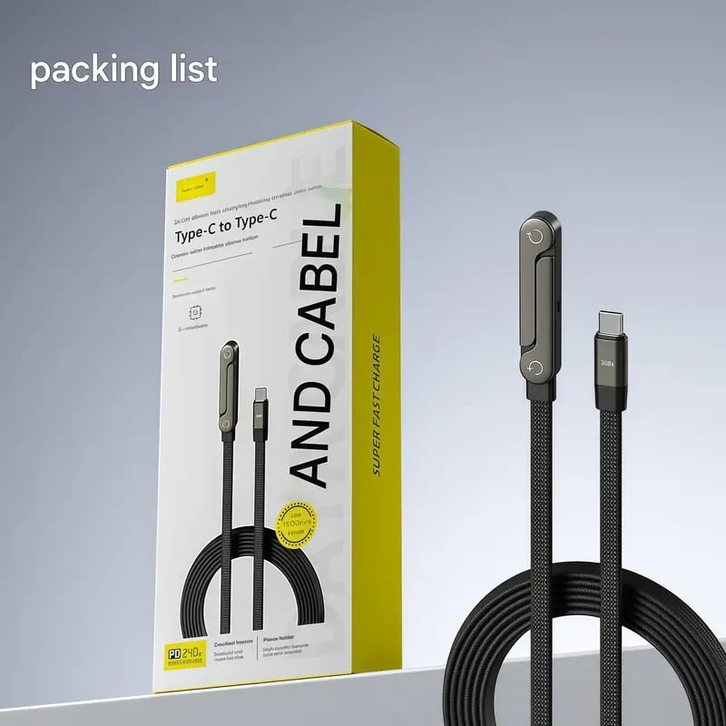 ⚡ Cavo caricabatterie con supporto invisibile 2 in 1: cavo di ricarica rapida da 240 W con supporto per telefono integrato