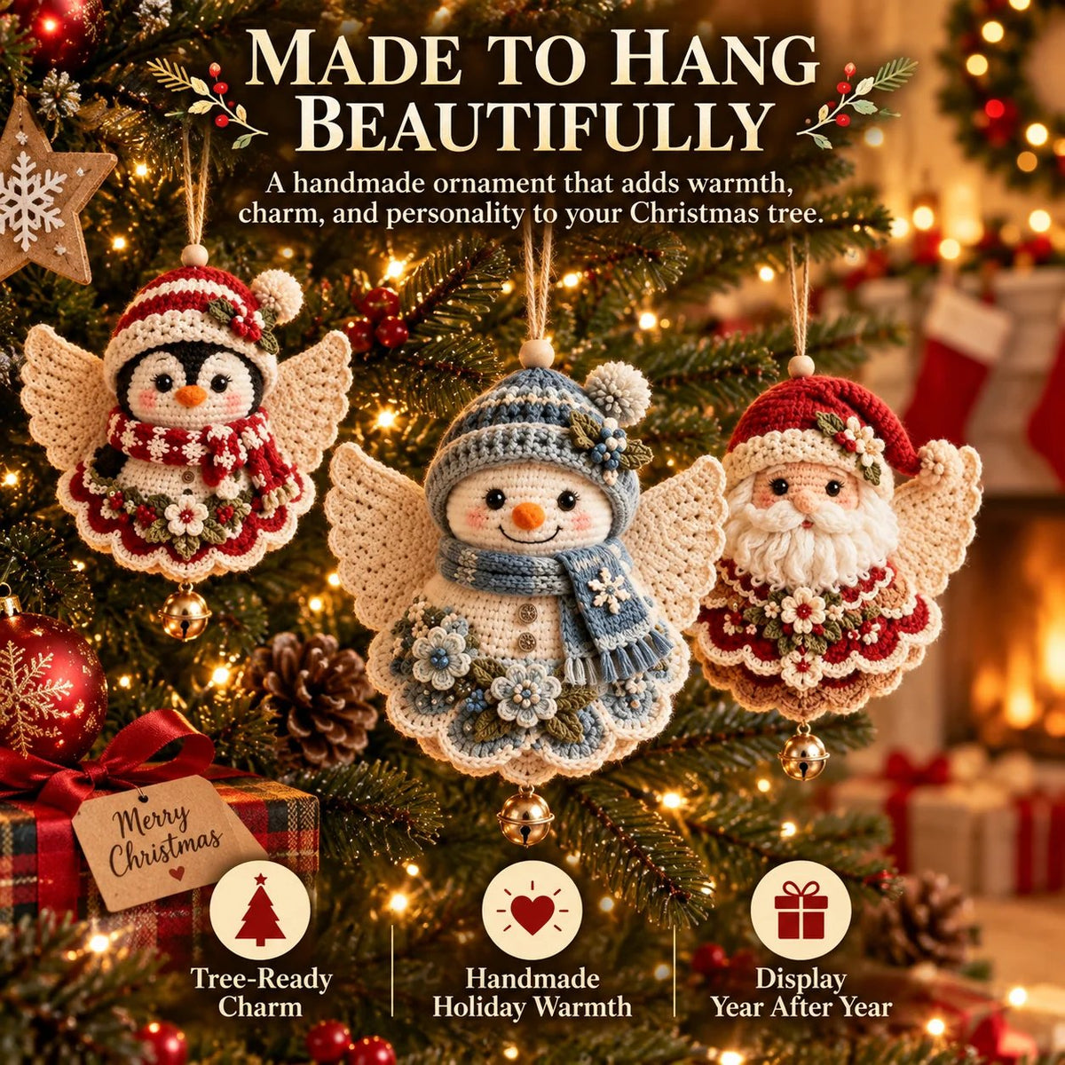 🎄 Kit fai da te per realizzare un angelo natalizio all’uncinetto come decorazione natalizia – Realizzalo tu stesso, appendilo e custodiscilo con cura