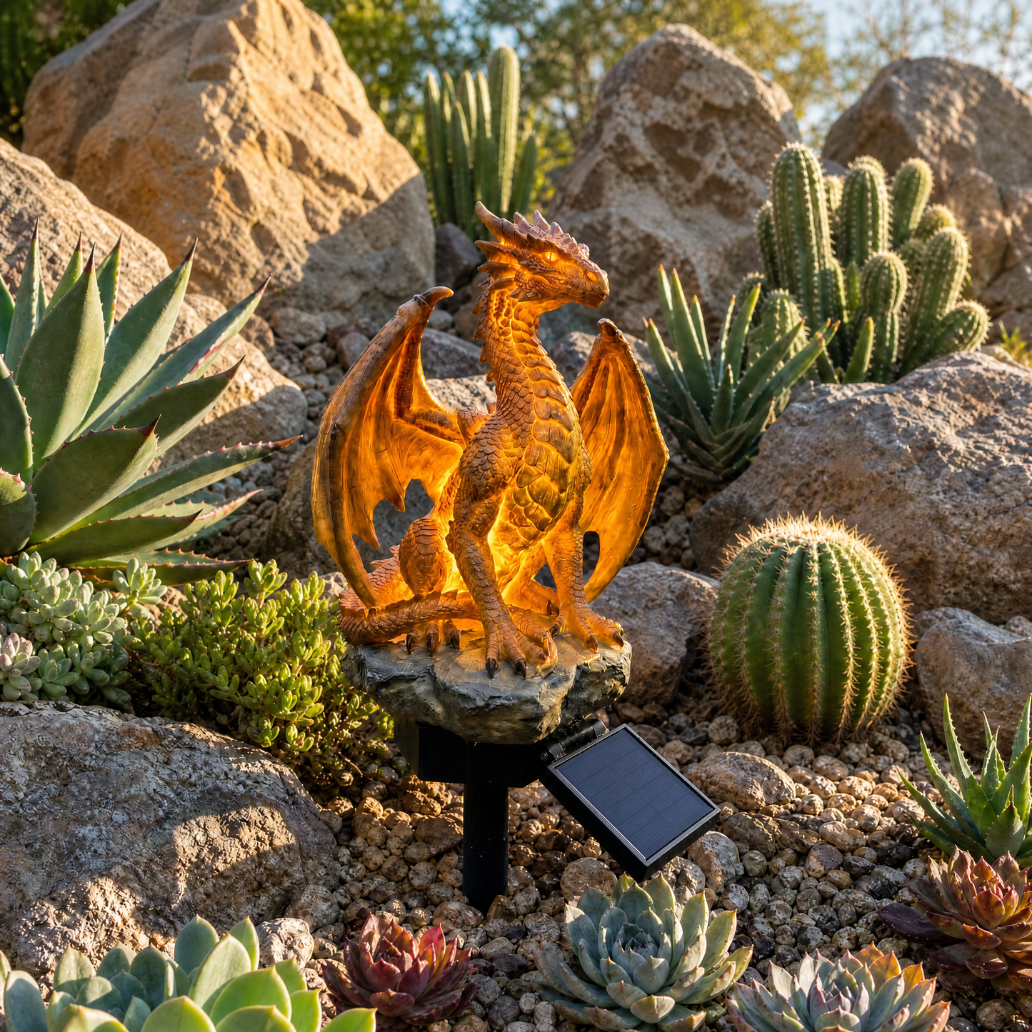 Lampada da giardino a energia solare Dragon Legacy, edizione Golden Embe
