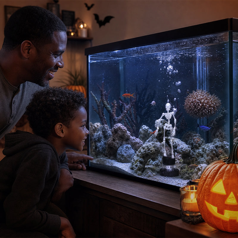 Decorazione per acquario a forma di scheletro dinamico di Hallowee