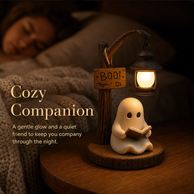 Lampada da lettura a forma di fantasma per Halloween | Figurina decorativa da tavolo, inquietante e accogliente, con lanterna e luce notturn