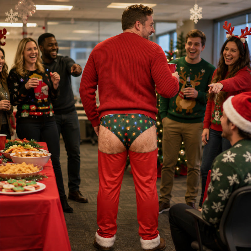 Pantaloni divertenti con luci natalizie sul sedere 🎄