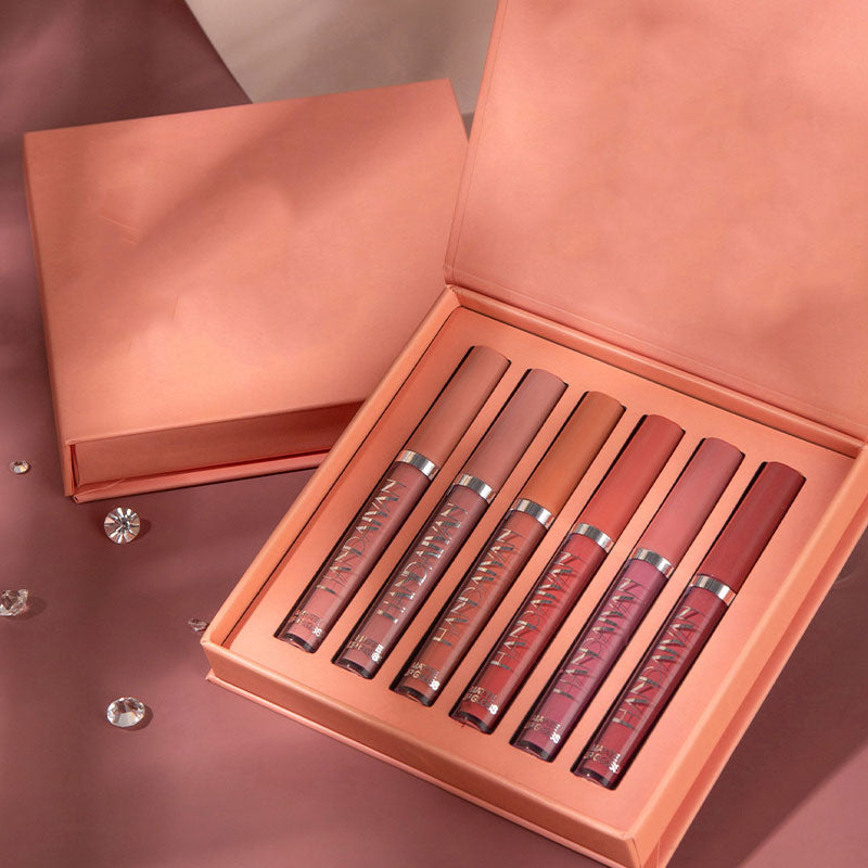 Set di lucidalabbra in bombolette spray antiaderenti in confezione regal
