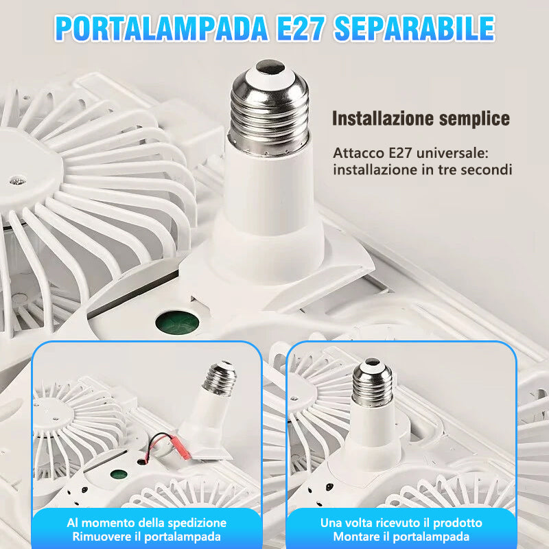 Plafoniera LED Silenziosa con Doppio Ventilatore Integrato