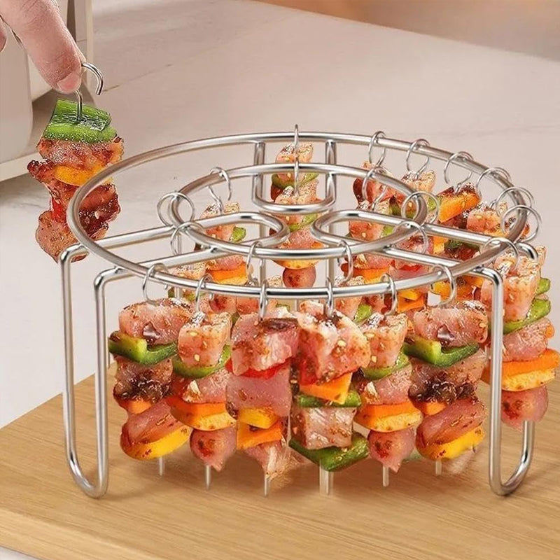 🔥 Griglia per spiedini per friggitrice ad aria – Supporto verticale in acciaio inossidabile per kebab, adatto a friggitrici ad aria, forni e snack da barbecue fatti in casa