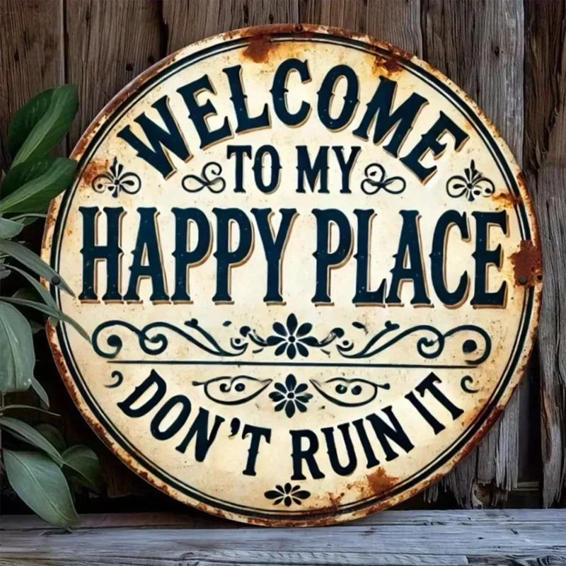 Benvenuti nel mio angolo di paradiso — Per favore, non rovinatelo (cartello decorativo per porta in stile retrò metal
