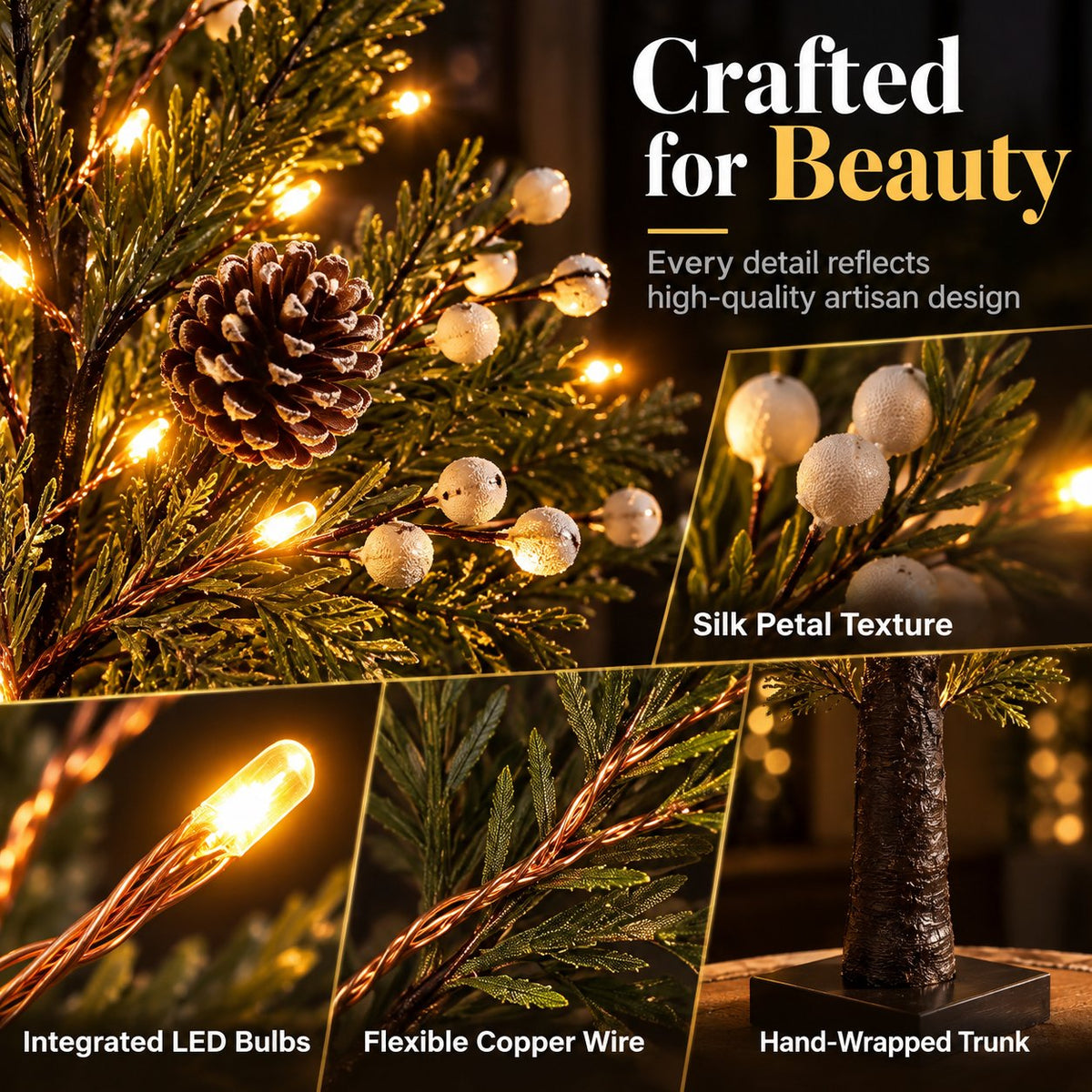 🎄💡 Albero illuminato a LED – Eleganza naturale per ogni stagione 🌿✨