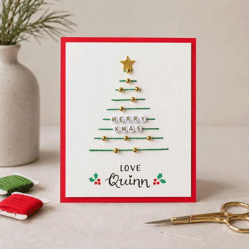 🎄🧵Kit fai da te per biglietti di auguri natalizi con la tecnica dello string art