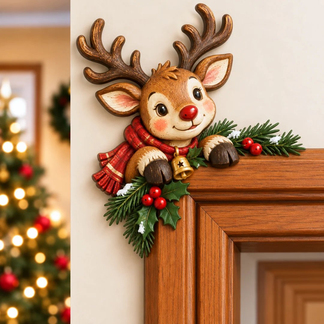 ⏰ULTIMO GIORNO: SCONTO DEL 50% 🎅Decorazione angolare per telaio della porta “Peekaboo” natalizi