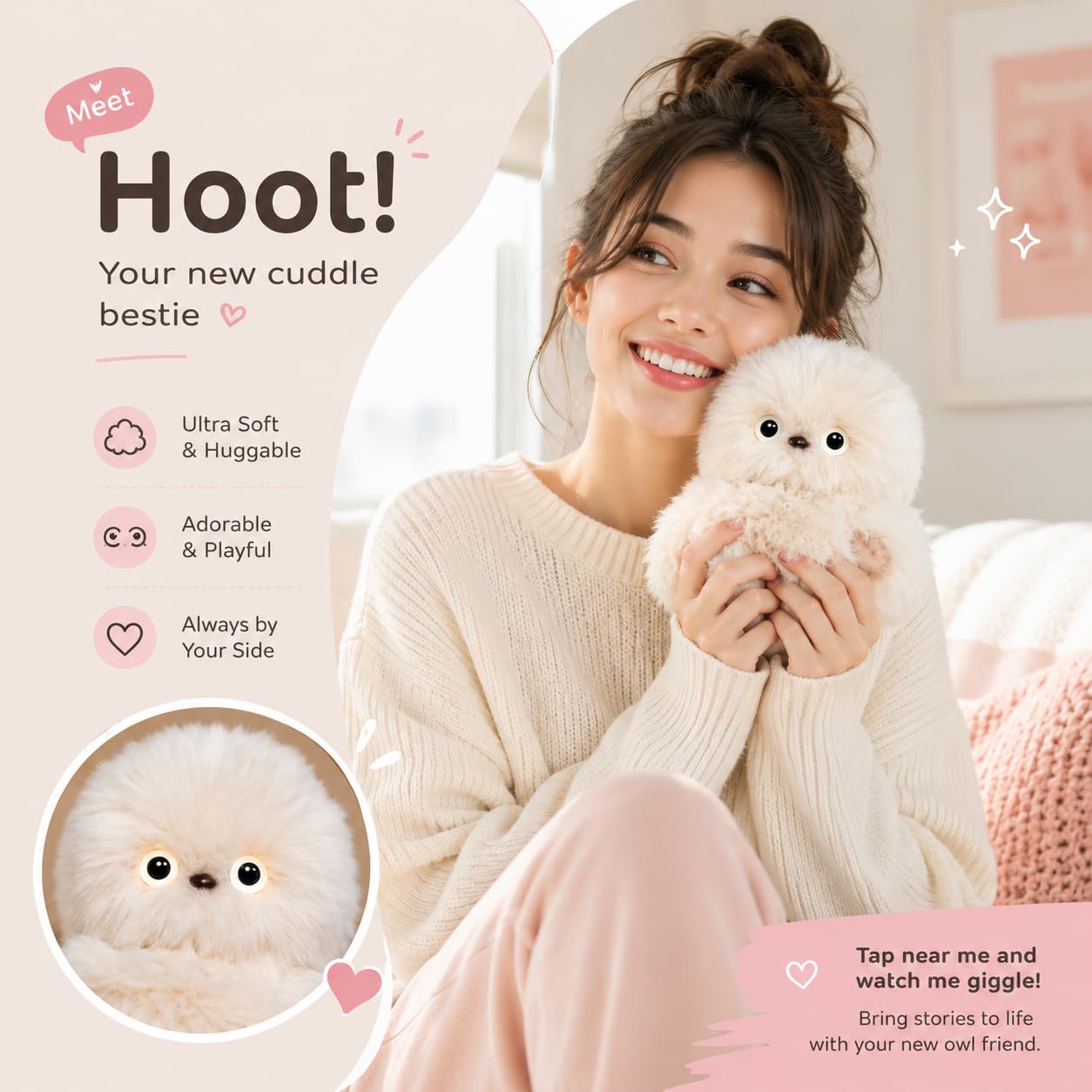 ✨Simpatico robot di compagnia emotivo e timido con intelligenza artificiale, peluche da borsa a forma di bambola👜 - Sa cantare, girare la testa e imparare a parlare🤖