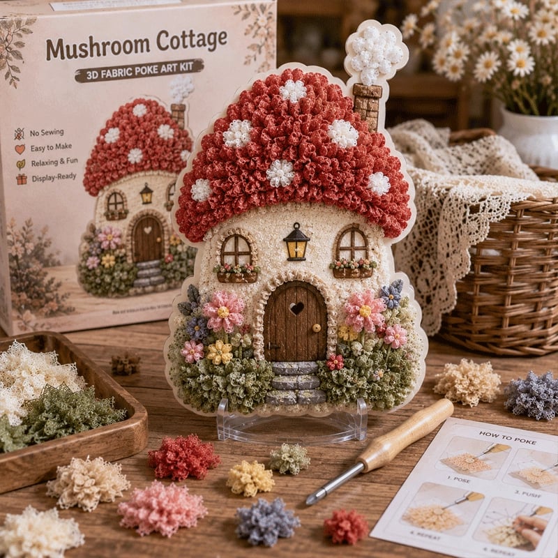 🔥 Ultimo giorno: sconto del 49% – ✨ Kit “Whimsical Village” per arte 3D con tessuto (tecnica Poke Art)