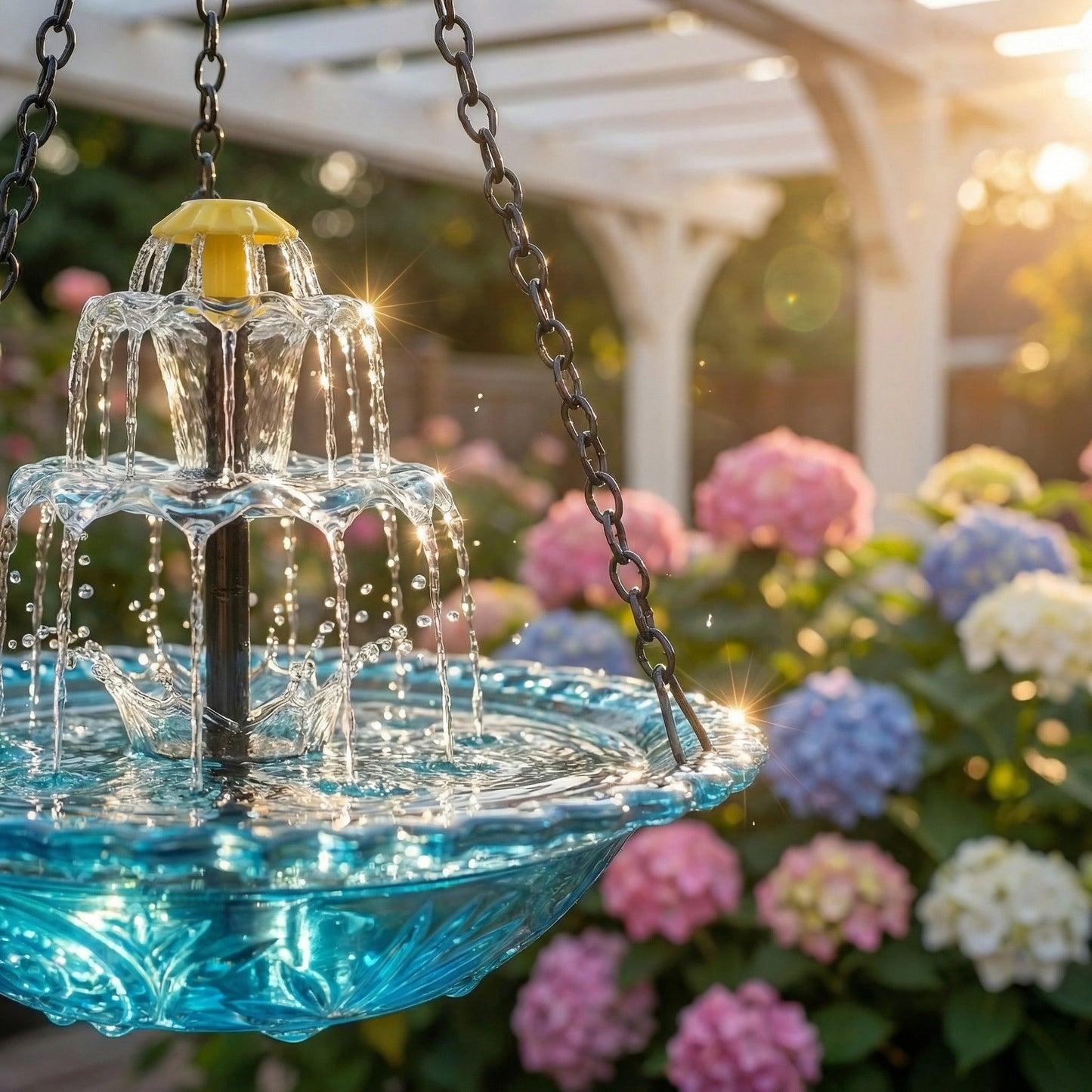 Solar Cascade vaschetta per uccelli sospesa con fontana