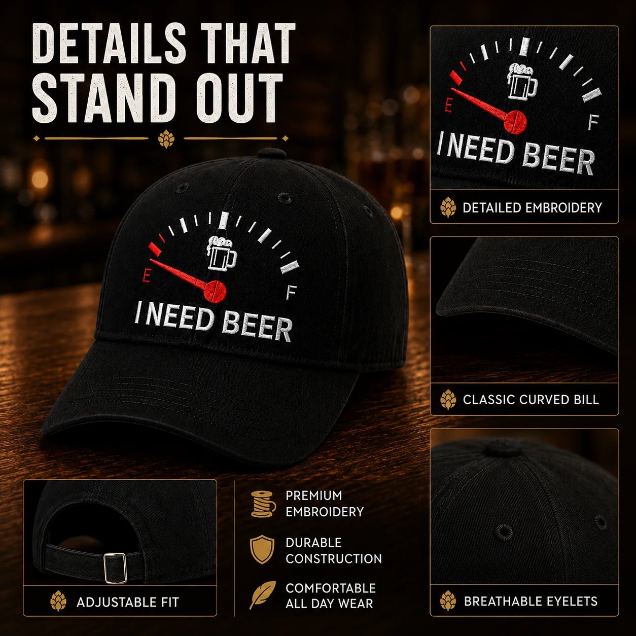 🔥ULTIMO GIORNO DI SCONTO DEL 50% – 🍺 Cappellino da baseball con ricamo “I NEED BEER” – Cappellino commemorativo unisex