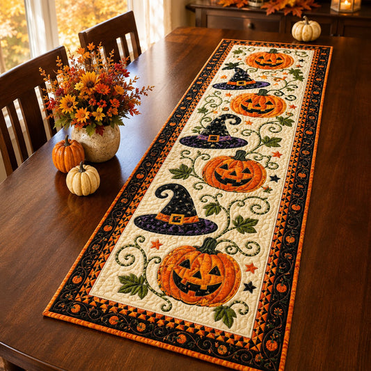 🎃 Runner da tavola trapuntato per Halloween – Una decorazione autunnale accogliente in pochi second