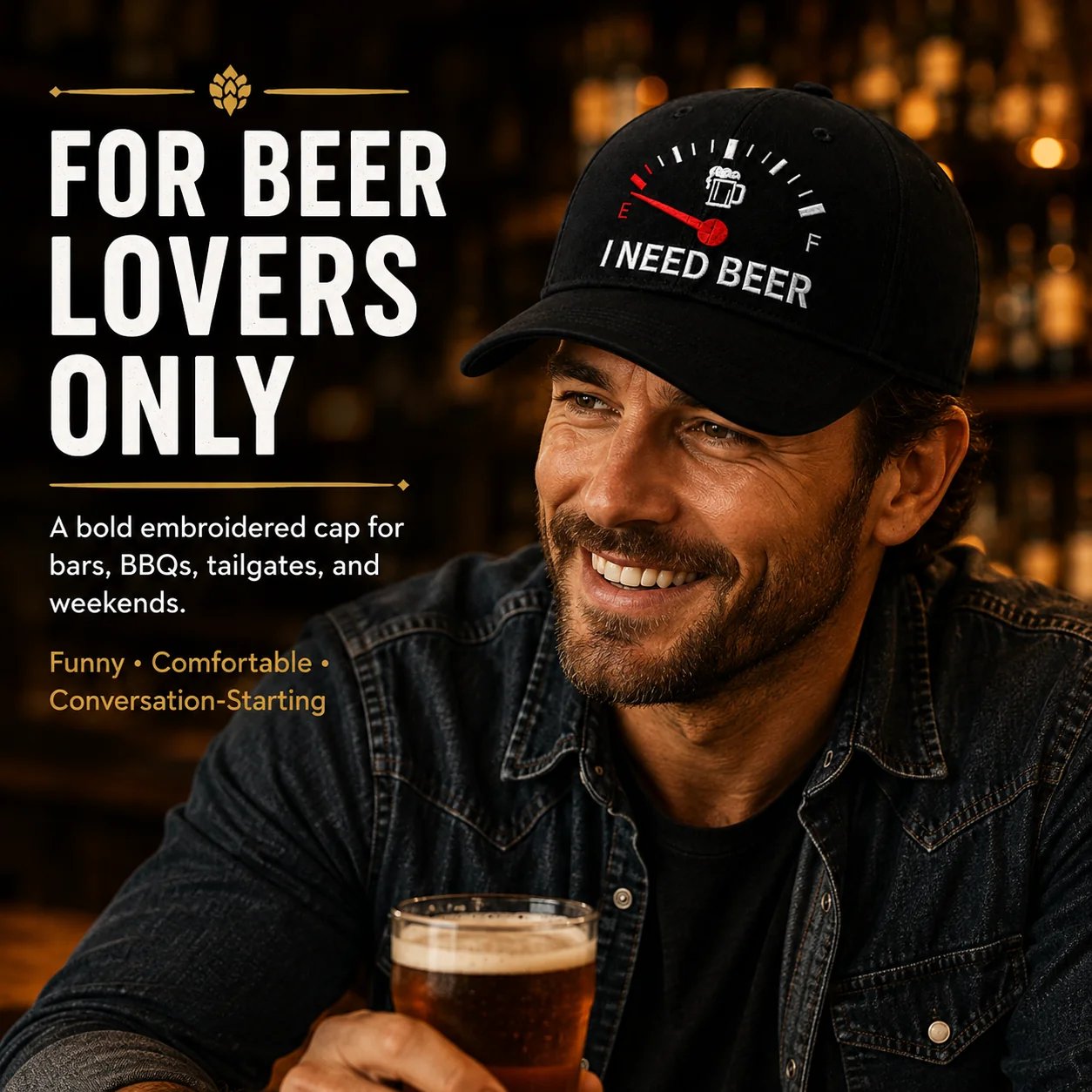 🔥ULTIMO GIORNO DI SCONTO DEL 50% – 🍺 Cappellino da baseball con ricamo “I NEED BEER” – Cappellino commemorativo unisex