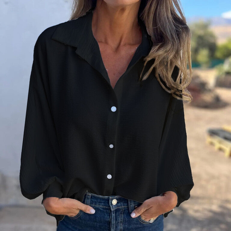 🥰Nuovo prezzo scontato🥰Camicia da donna elegante a tinta unita con botton