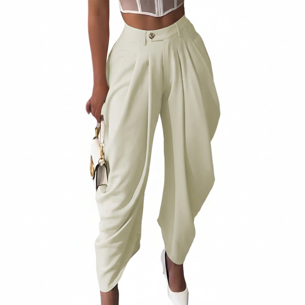 Pantaloni casual da donna a vita alta e a gamba larg