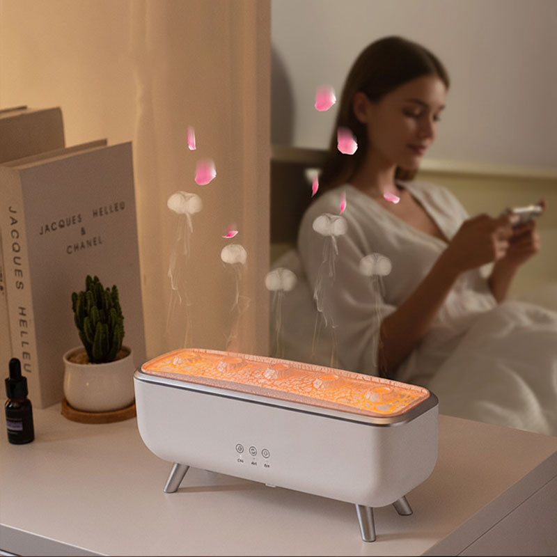 Diffusore di Aromi a Fiamma e Medusa Dinamica con Rilevamento Audio, Luce RGB e Telecomando