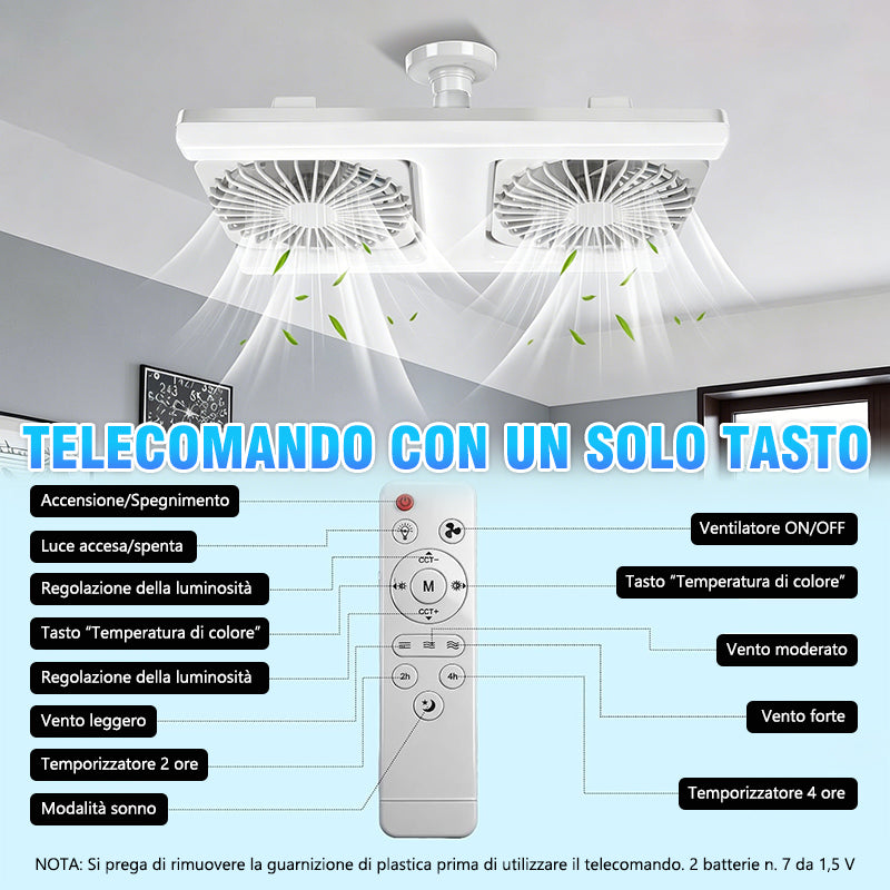Plafoniera LED Silenziosa con Doppio Ventilatore Integrato