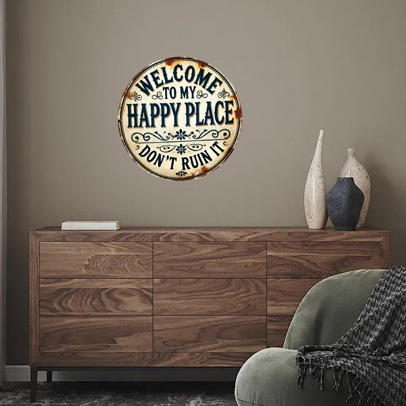 Benvenuti nel mio angolo di paradiso — Per favore, non rovinatelo (cartello decorativo per porta in stile retrò metal