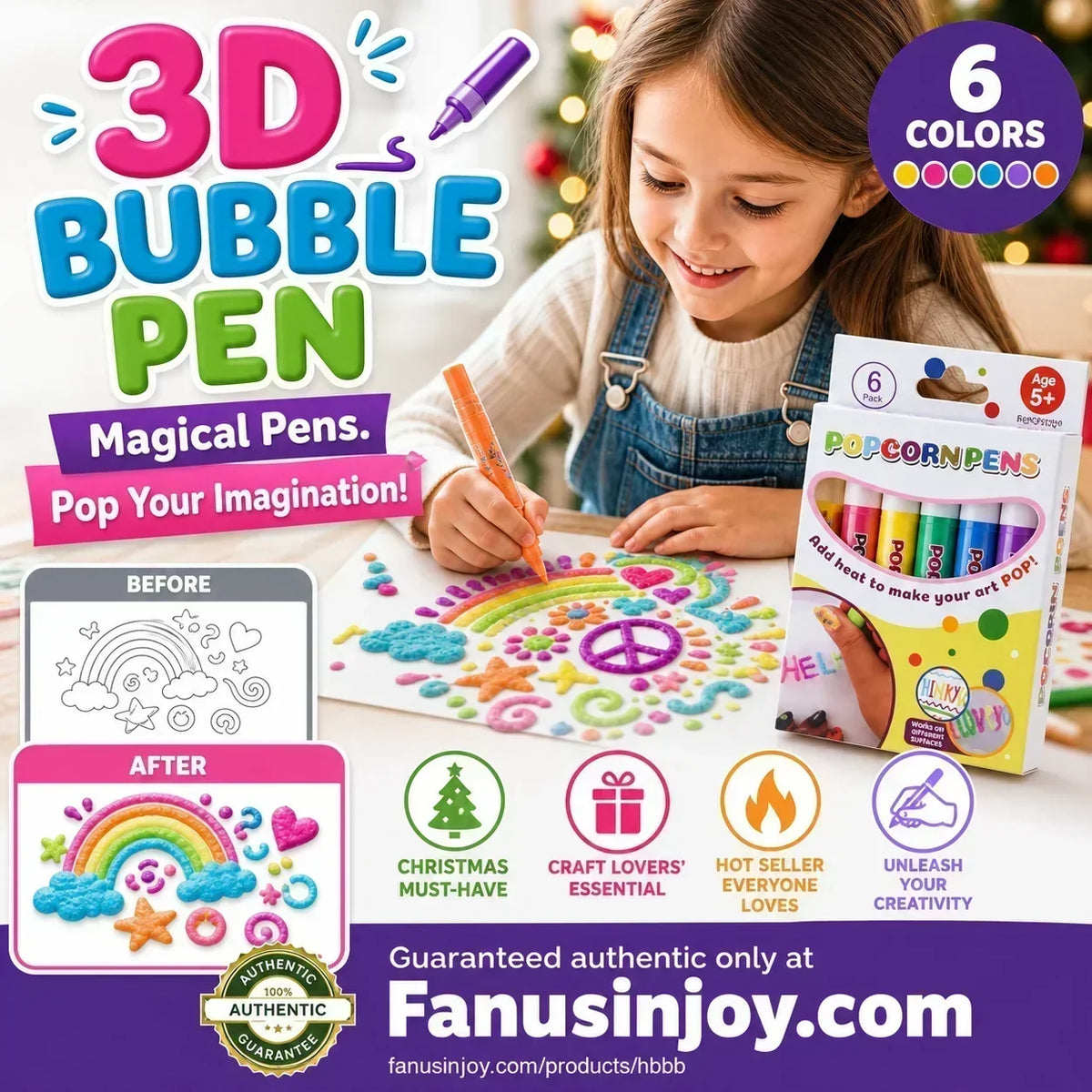 🎁🔮Magic Pen – Disegna in 3D con un solo tratto!🎄 Penne fai da te per disegnare popcorn a bolle e offerta “Compra 2, prendi 1 gratis”