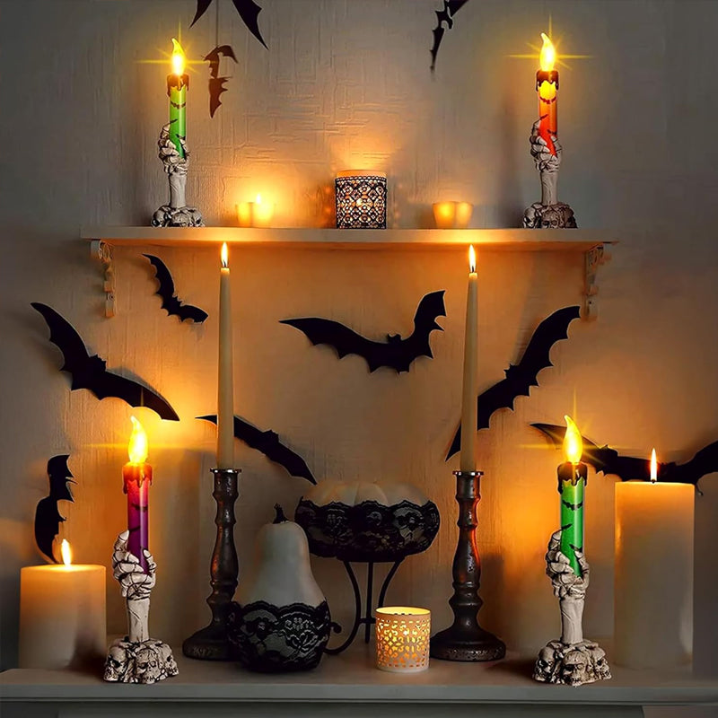Decorazione a LED a forma di candela con una mano da fantasma per Hallowee