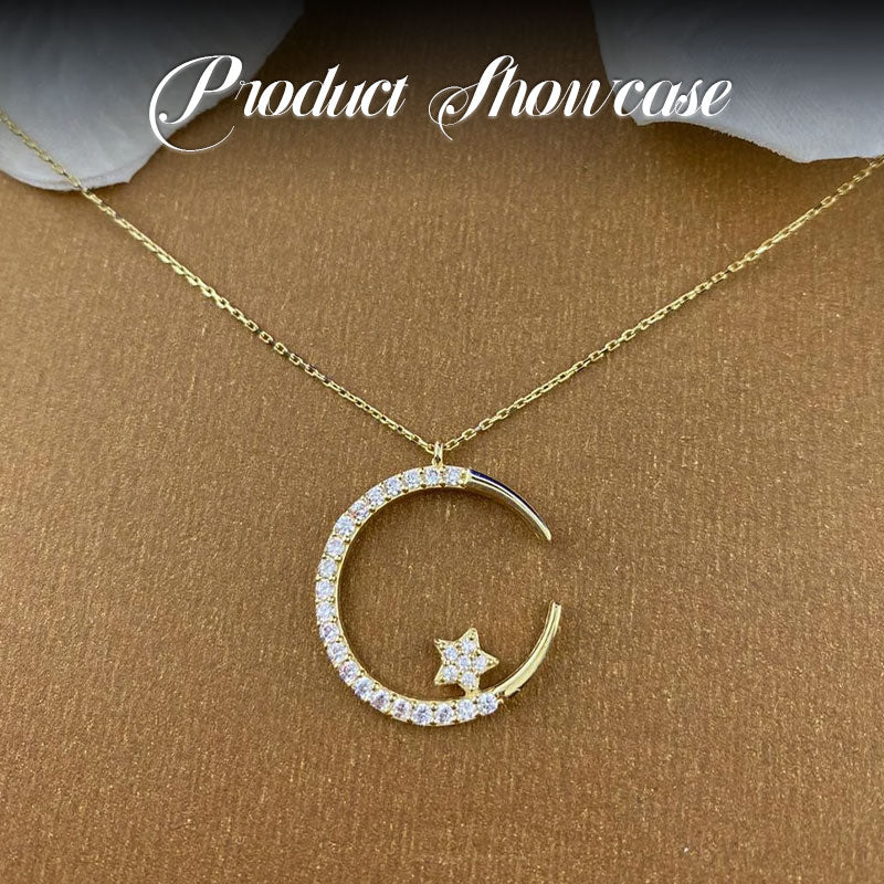 Collana con stella e luna in zircone super lucido e squisito