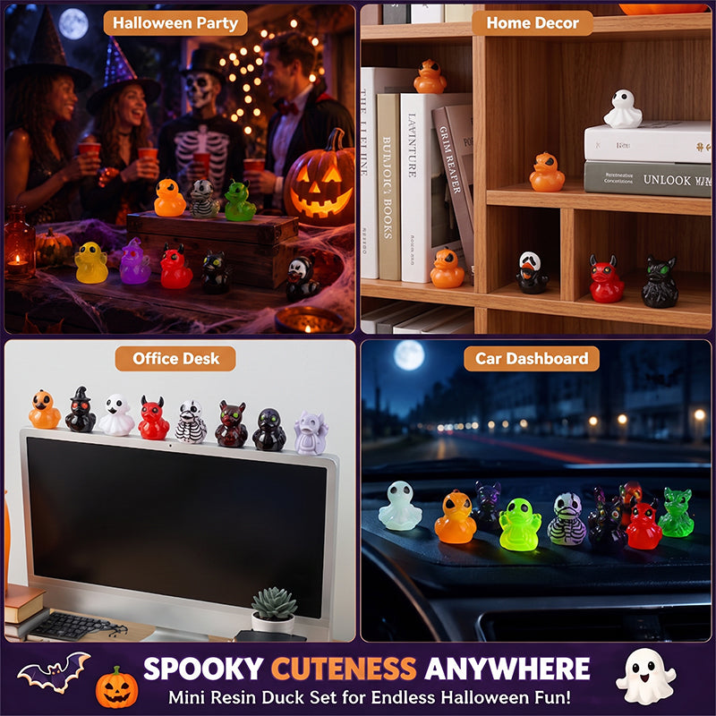 🎃🐤 Mini paperelle in resina per Halloween — 12 modelli spettrali, decorazioni minuscole da 1 pollice