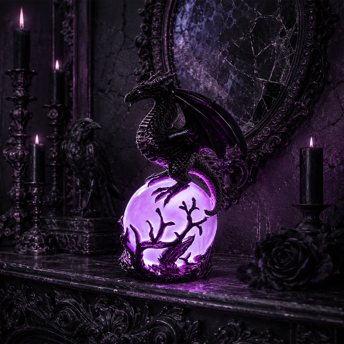 🔮Lampada a LED a forma di sfera di cristallo con drago gotico per un arredamento in stile dark