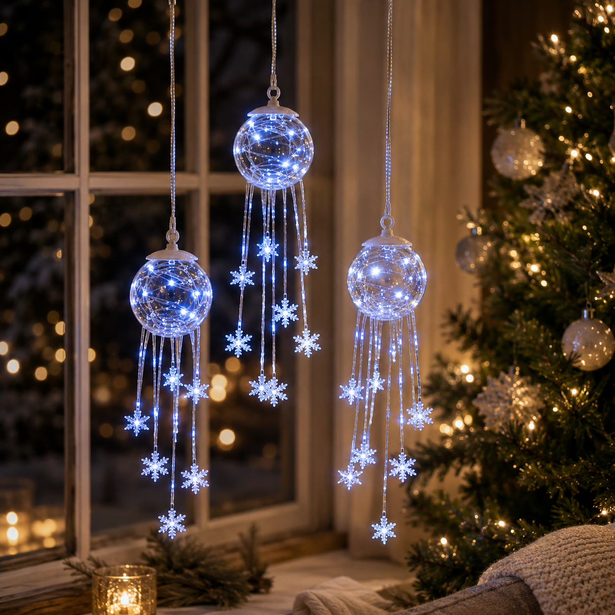 Winter Magic Snowflake Cascade – Decorazione natalizia sospesa a LED❄️