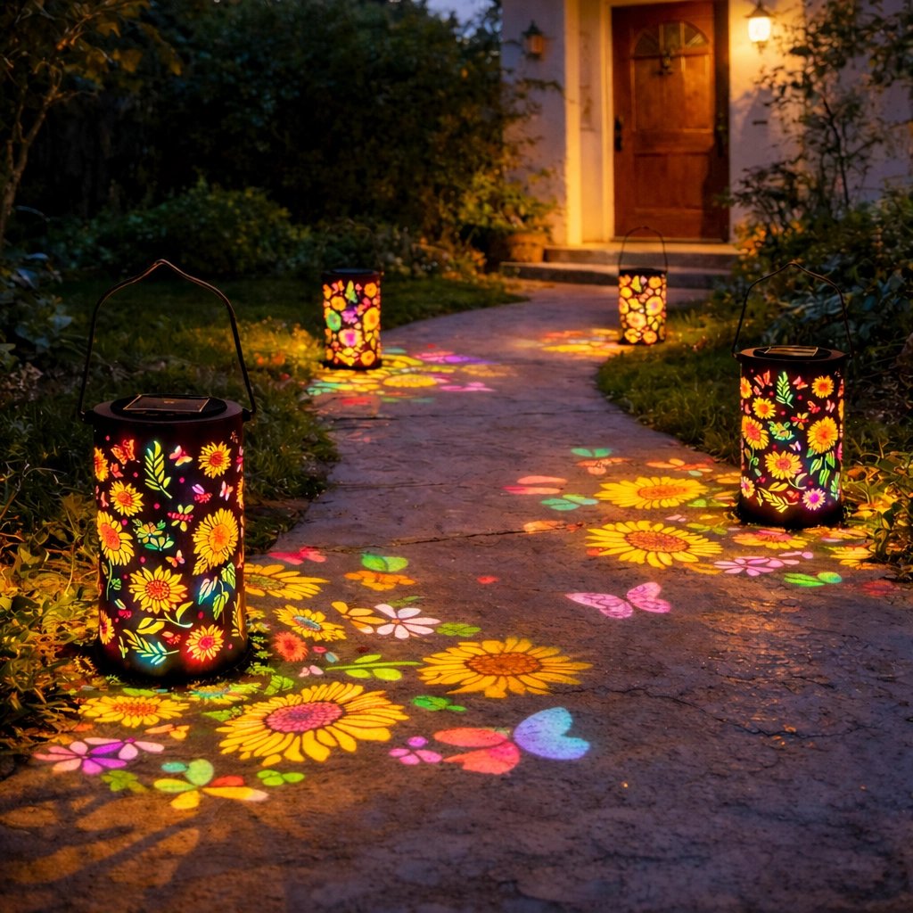 Lampada da giardino colorata alimentata a energia solare con effetto luce a girasole