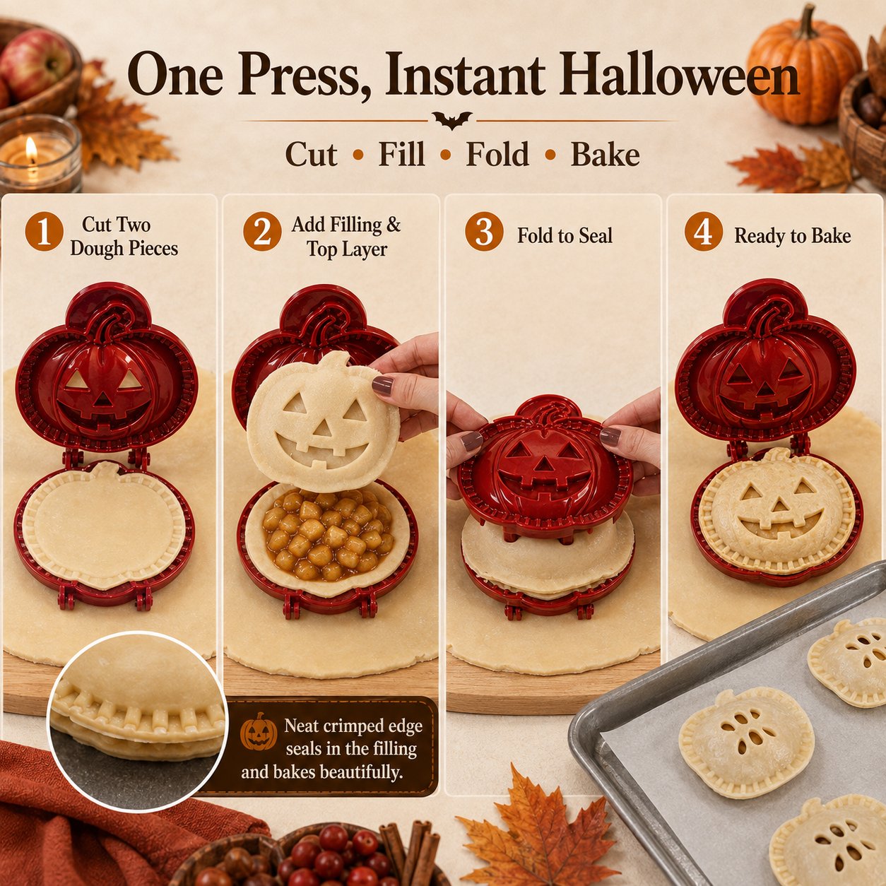 🎃 Set di 8 stampini per mini tortine di Halloween