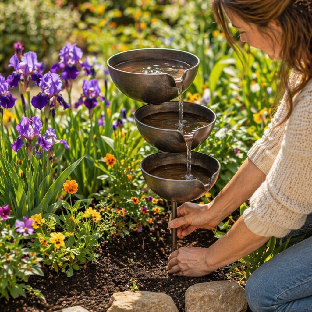 🔥Offerta speciale: 50% di sconto🔥Dai nuova vita al tuo giardino – Una tranquilla vaschetta per uccelli a cascata che raccoglie l'acqua piovana, per accogliere la fauna selvatica del giardino🌿