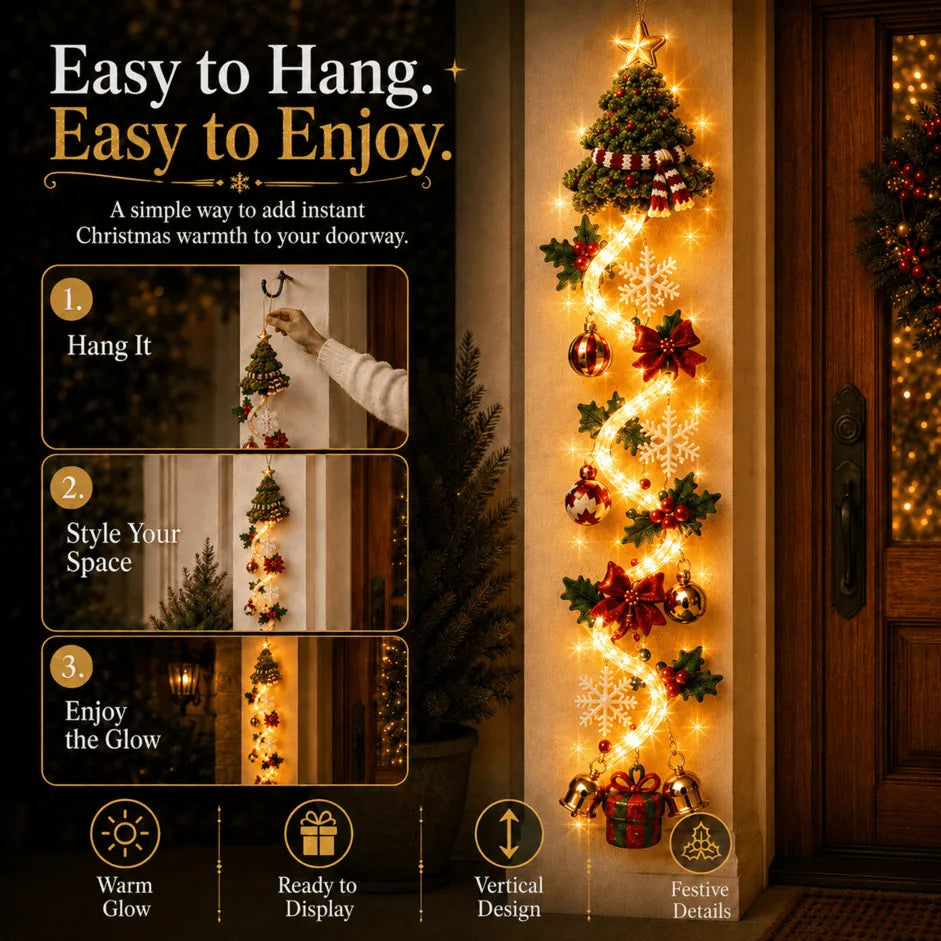 ⏳ Ultimo giorno con il 49% di sconto – 🎄MerryCascade™: decorazione luminosa da appendere alla porta per Natale | 6 modelli festosi con luci✨