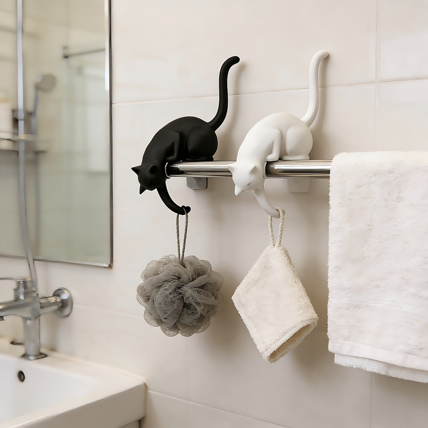 🐈‍⬛ Simpatica mensola decorativa a forma di gancio a forma di gatt