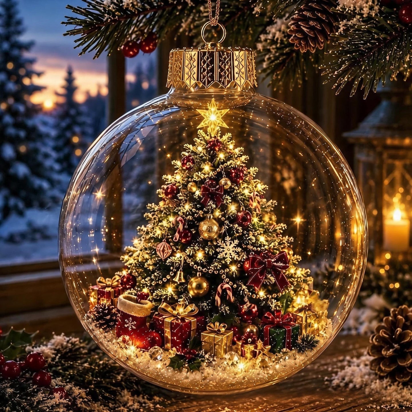 🎄Pallina di Natale luminosa con diorama natalizio – Un piccolo mondo invernale tra le tue mani