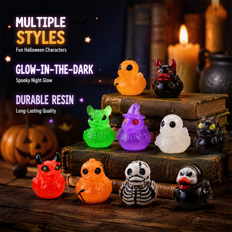 🎃🐤 Mini paperelle in resina per Halloween — 12 modelli spettrali, decorazioni minuscole da 1 pollice
